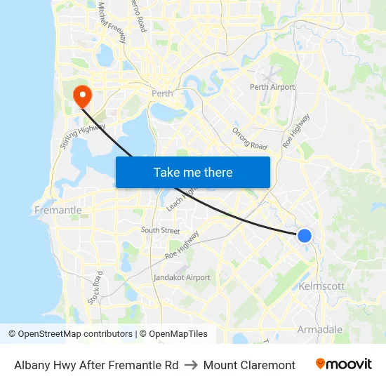Albany Hwy After Fremantle Rd to Mount Claremont map