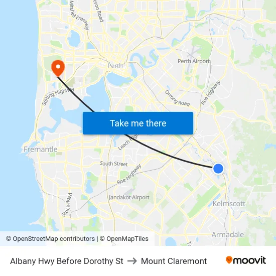 Albany Hwy Before  Dorothy  St to Mount Claremont map