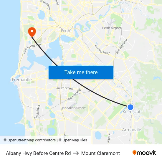 Albany Hwy Before Centre Rd to Mount Claremont map