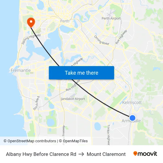 Albany Hwy Before Clarence Rd to Mount Claremont map