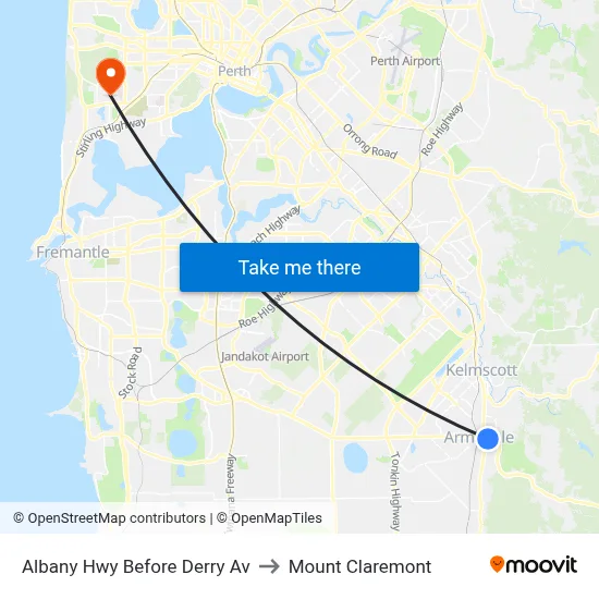 Albany Hwy Before Derry Av to Mount Claremont map