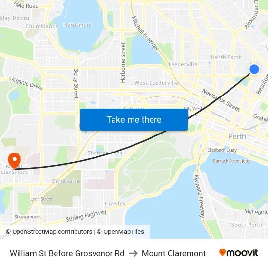 William St Before Grosvenor Rd to Mount Claremont map