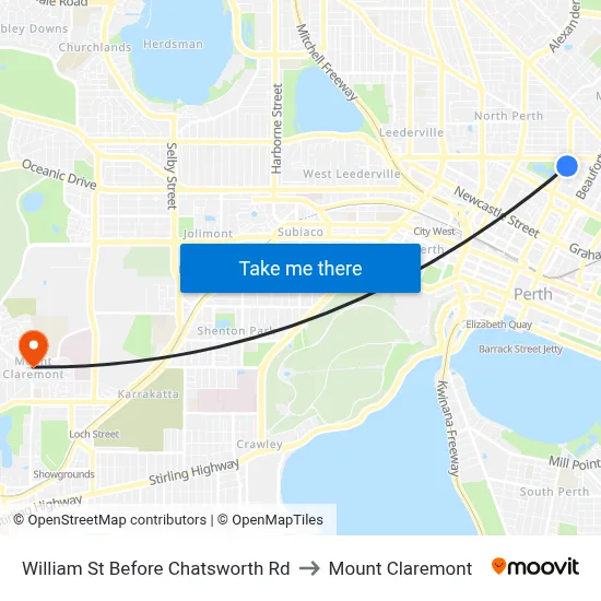William St Before Chatsworth Rd to Mount Claremont map