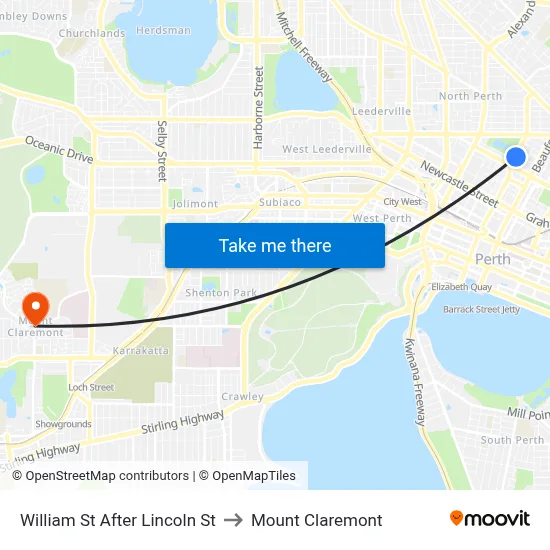 William St After Lincoln St to Mount Claremont map