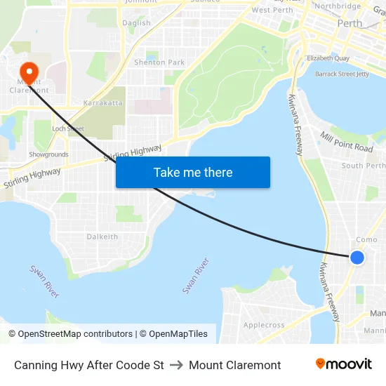 Canning Hwy After Coode St to Mount Claremont map
