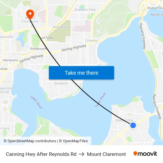 Canning Hwy After Reynolds Rd to Mount Claremont map