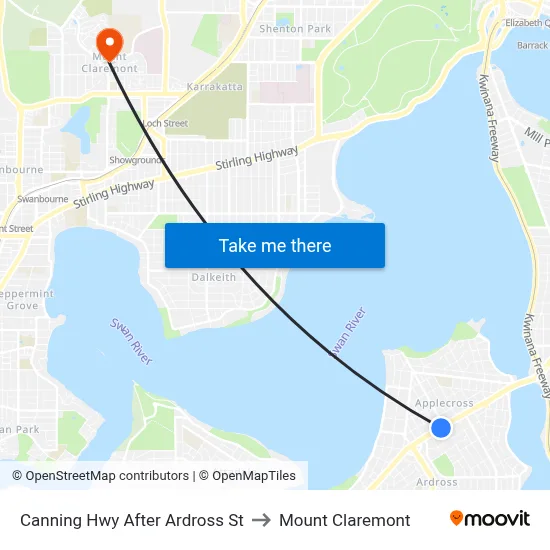 Canning Hwy After Ardross St to Mount Claremont map