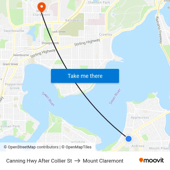 Canning Hwy After Collier St to Mount Claremont map