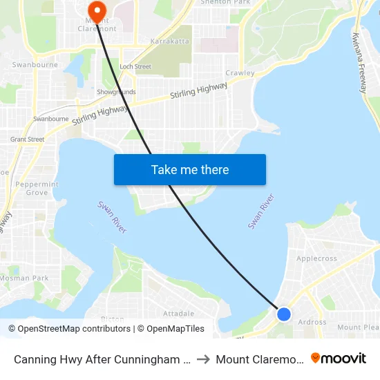Canning Hwy After Cunningham St to Mount Claremont map