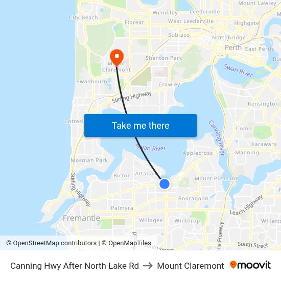 Canning Hwy After North Lake Rd to Mount Claremont map