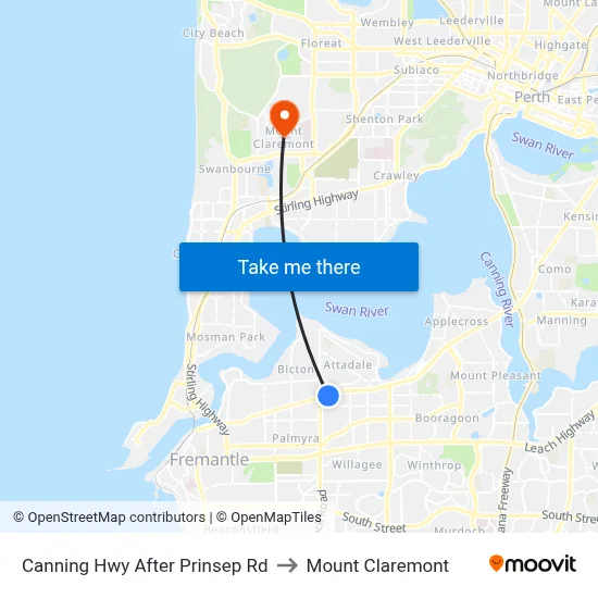 Canning Hwy After Prinsep Rd to Mount Claremont map