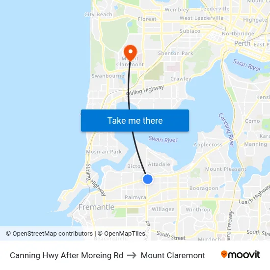 Canning Hwy After Moreing Rd to Mount Claremont map
