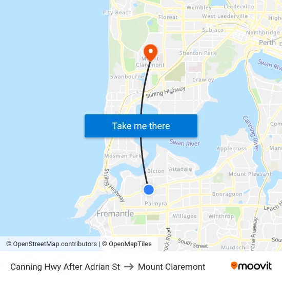 Canning Hwy After Adrian St to Mount Claremont map