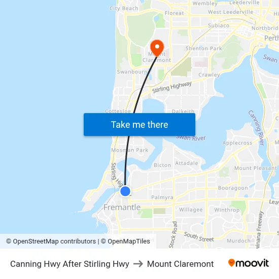 Canning Hwy After Stirling Hwy to Mount Claremont map