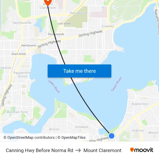 Canning Hwy Before Norma Rd to Mount Claremont map