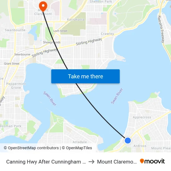 Canning Hwy After Cunningham St to Mount Claremont map