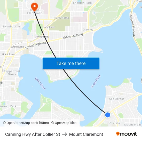 Canning Hwy After Collier St to Mount Claremont map