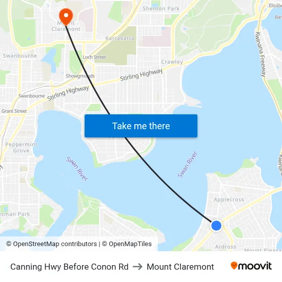 Canning Hwy Before Conon Rd to Mount Claremont map
