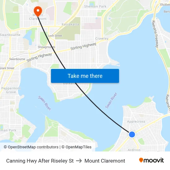 Canning Hwy After Riseley St to Mount Claremont map