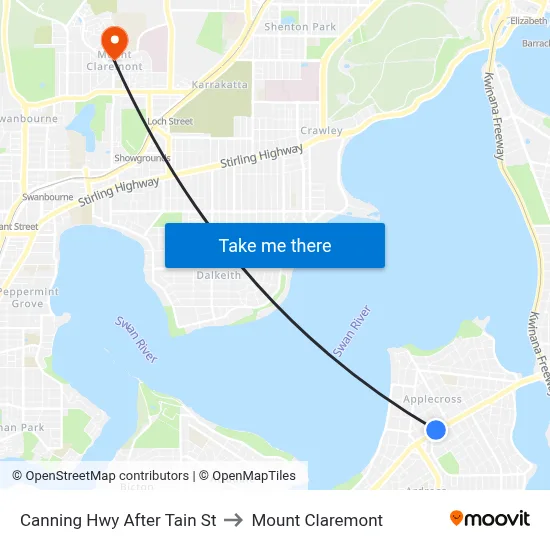 Canning Hwy After Tain St to Mount Claremont map