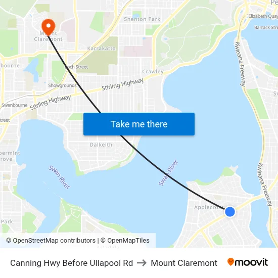 Canning Hwy Before Ullapool Rd to Mount Claremont map