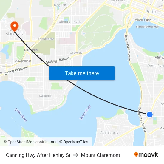 Canning Hwy After Henley St to Mount Claremont map