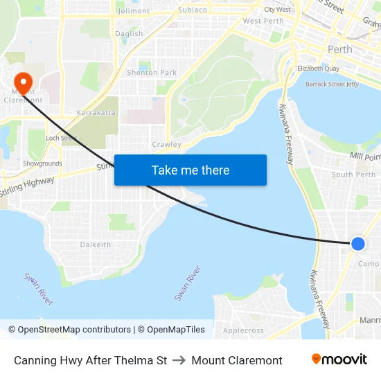 Canning Hwy After Thelma St to Mount Claremont map