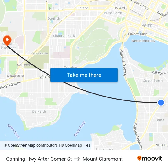 Canning Hwy After Comer St to Mount Claremont map