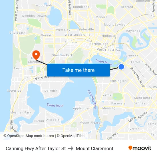 Canning Hwy After Taylor St to Mount Claremont map