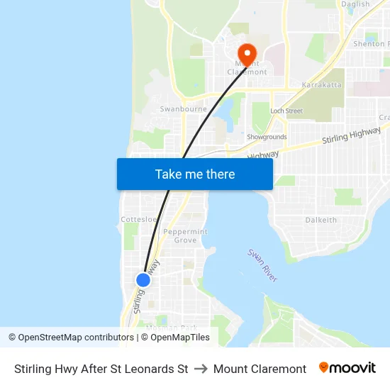 Stirling Hwy After St Leonards St to Mount Claremont map