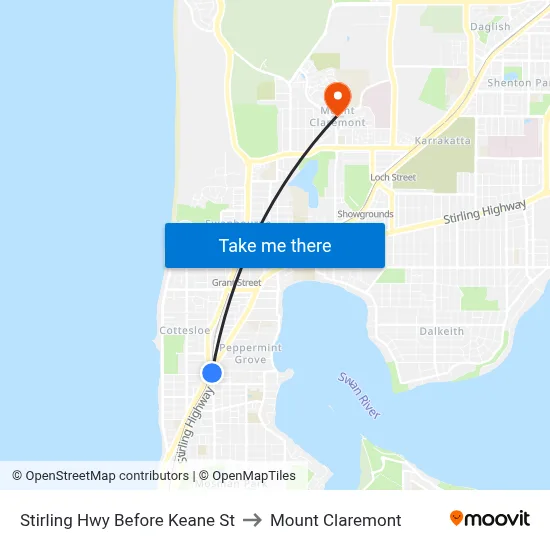 Stirling Hwy Before Keane St to Mount Claremont map