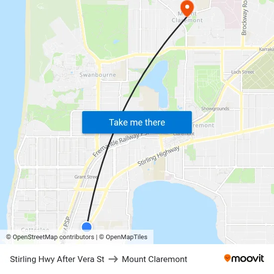 Stirling Hwy After Vera St to Mount Claremont map
