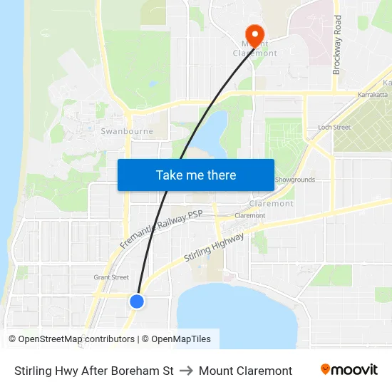 Stirling Hwy After Boreham St to Mount Claremont map