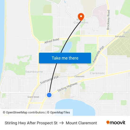 Stirling Hwy After Prospect St to Mount Claremont map