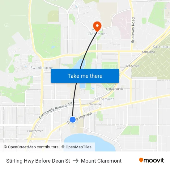 Stirling Hwy Before Dean St to Mount Claremont map