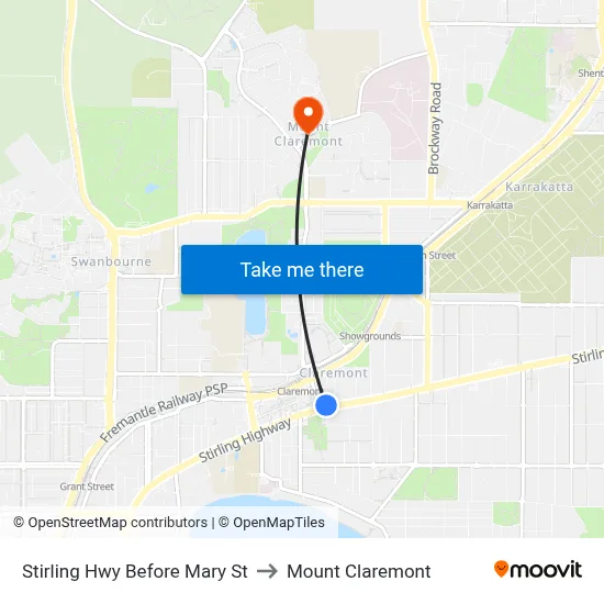 Stirling Hwy Before Mary St to Mount Claremont map