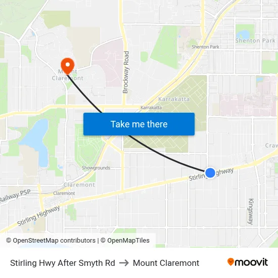 Stirling Hwy After Smyth Rd to Mount Claremont map