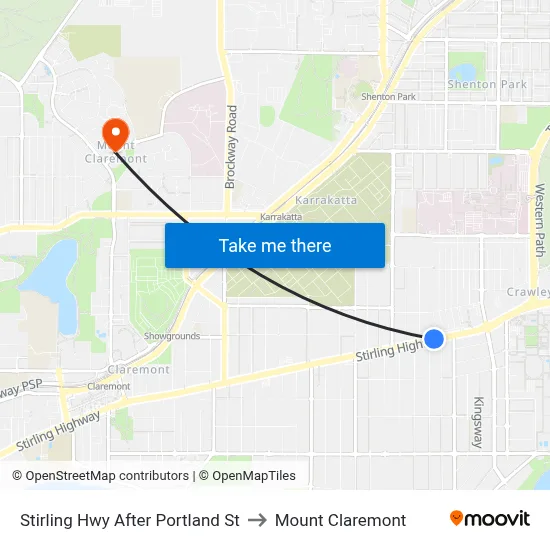 Stirling Hwy After Portland St to Mount Claremont map