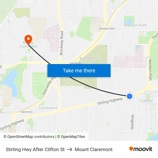 Stirling Hwy After Clifton St to Mount Claremont map