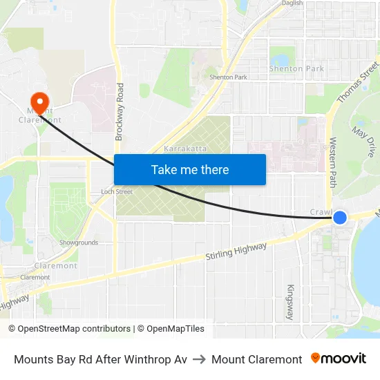 Mounts Bay Rd After Winthrop Av to Mount Claremont map