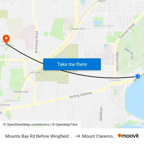 Mounts Bay Rd Before Wingfield Av to Mount Claremont map