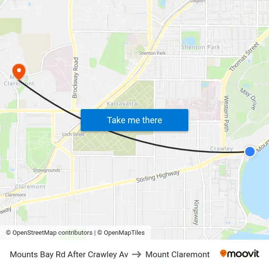 Mounts Bay Rd After Crawley Av to Mount Claremont map