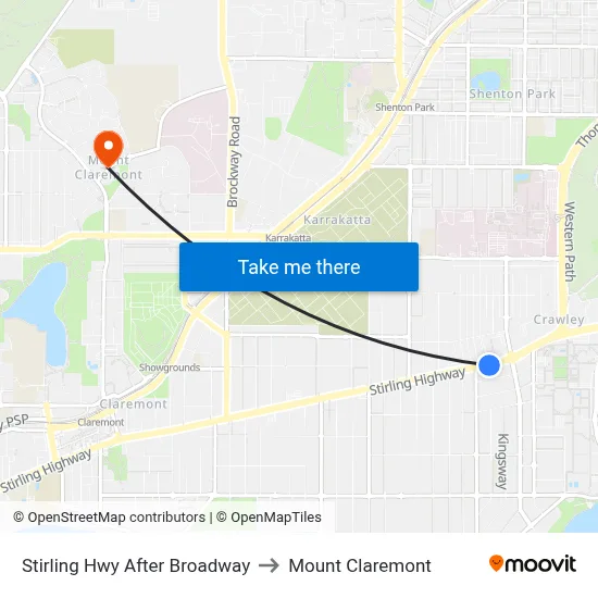 Stirling Hwy After Broadway to Mount Claremont map