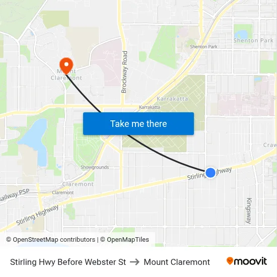 Stirling Hwy Before Webster St to Mount Claremont map