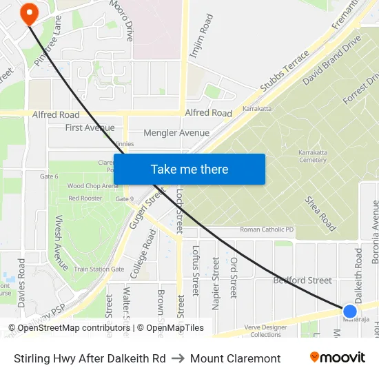 Stirling Hwy After Dalkeith Rd to Mount Claremont map