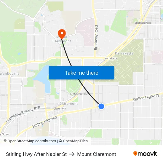 Stirling Hwy After Napier St to Mount Claremont map
