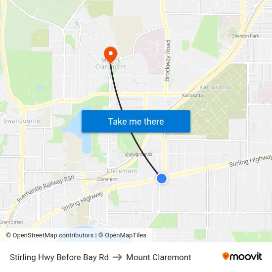 Stirling Hwy Before Bay Rd to Mount Claremont map