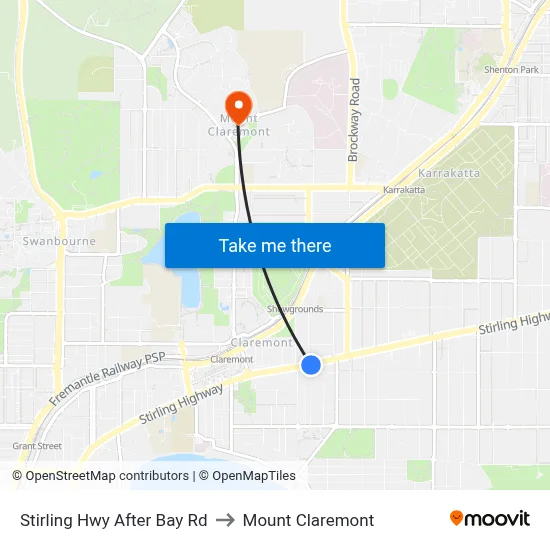 Stirling Hwy After Bay Rd to Mount Claremont map