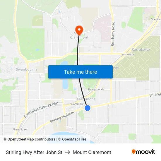 Stirling Hwy After John St to Mount Claremont map