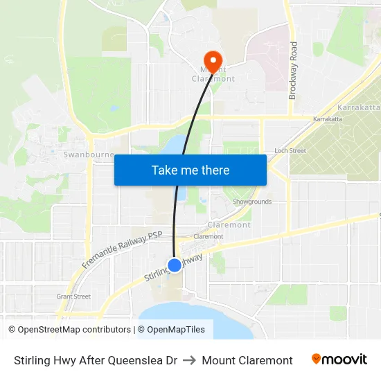 Stirling Hwy After Queenslea Dr to Mount Claremont map